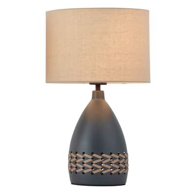 Piper Iron & Leather Base Table Lamp, Grey