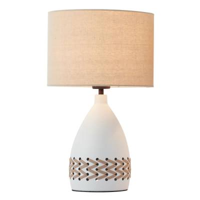 Piper Iron & Leather Base Table Lamp, White