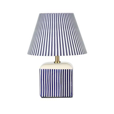 Amaris Striped Ceramic Base Table Lamp, Blue / Cream