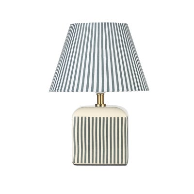 Amaris Striped Ceramic Base Table Lamp, Green / Cream