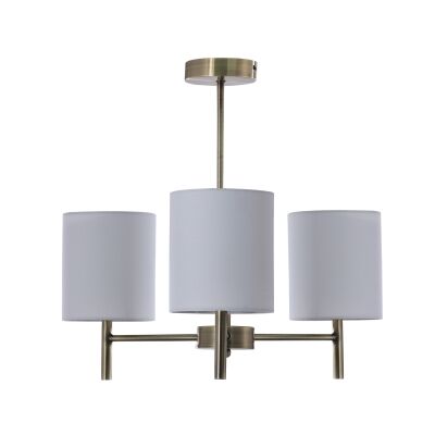 Blanche Metal Chandelier with Fabric Shades, Antique Brass