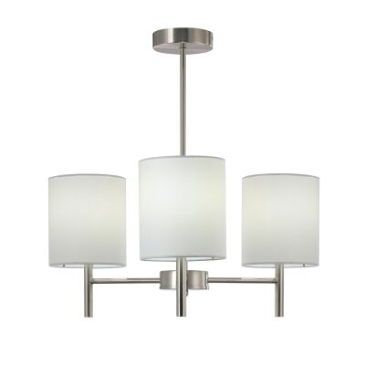 Blanche Metal Chandelier with Fabric Shades, Satin Chrome