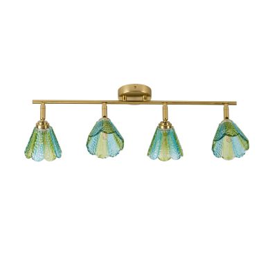 Coraline G9 LED Adjustable Linear Flush Mount Ceiling Light, Teal / Brass