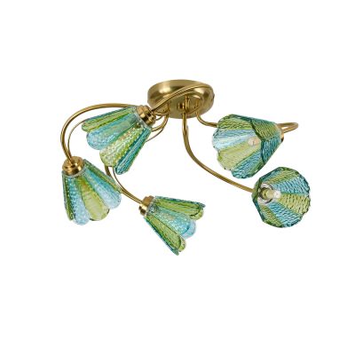 Coraline G9 LED Spiral Flush Mount Ceiling Light, Teal / Brass