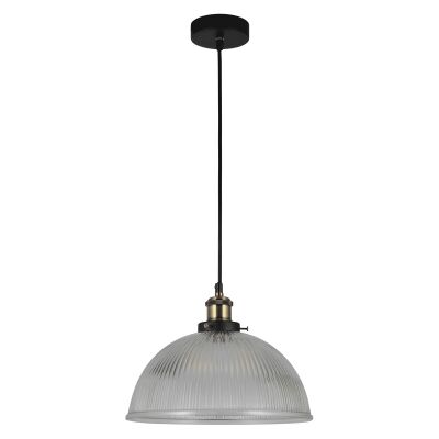 Tristan Ribbed Glass Pendant Light, Clear