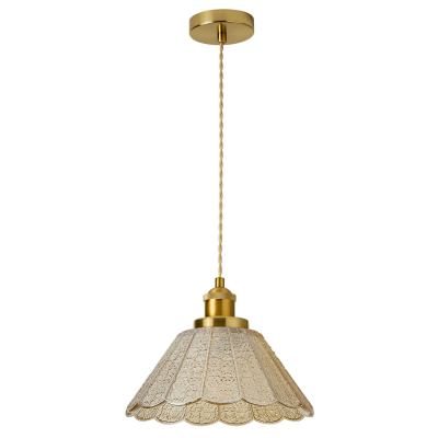 Sylvia Glass Pendant Light, Champagne / Brass