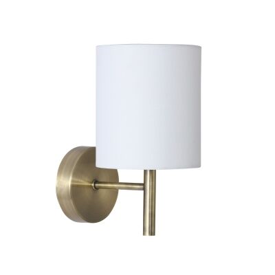 Blanche Metal Wall Lamp with Fabric Shade, Antique Brass