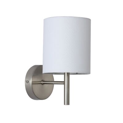 Blanche Metal Wall Lamp with Fabric Shade, Satin Chrom