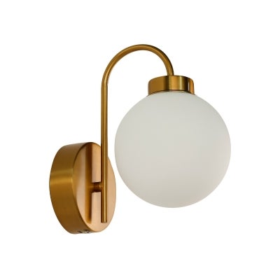 Rhea Battery Operated Rechargeable LED Wall Sconce with Touch Dimming, CCT, Opal / Brass