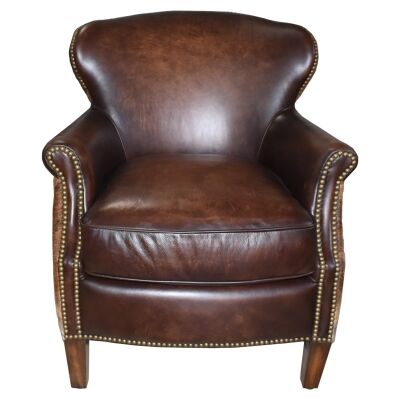 Xavier Leather & Cowhide Lounge Armchair, Fontana Brown / Exotic Brown