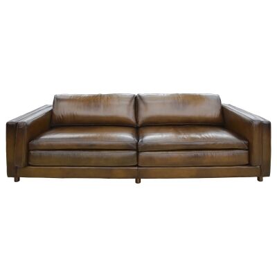 Johnston Leather Sofa, 3 Seater, Latte