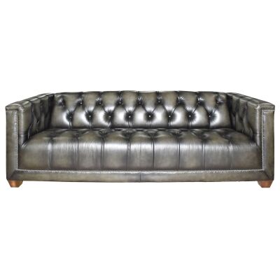 Warwick Leather Sofa, 3 Seater, Illyrian Charcoal