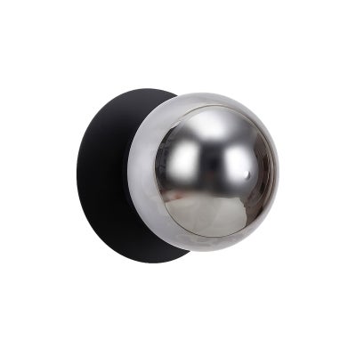 Odessa IP44 Dimmable LED Wall Light, Ripple Glass Shade, 3000K, Small, Smoky / Black