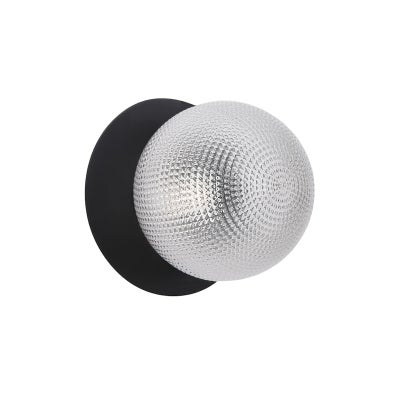 Odessa IP44 Dimmable LED Wall Light, Diamond Cut Glass Shade, 3000K, Small, Clear / Black
