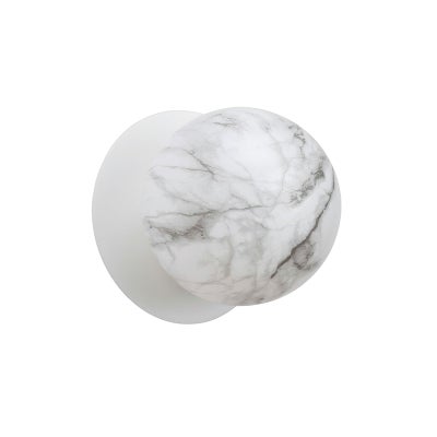Odessa IP44 Dimmable LED Wall Light, Marble Glass Shade, 3000K, Small, Marble / White