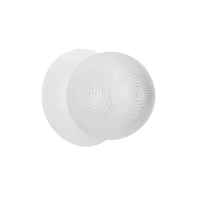 Odessa IP44 Dimmable LED Wall Light, Diamond Cut Glass Shade, 3000K, Small, Clear / White