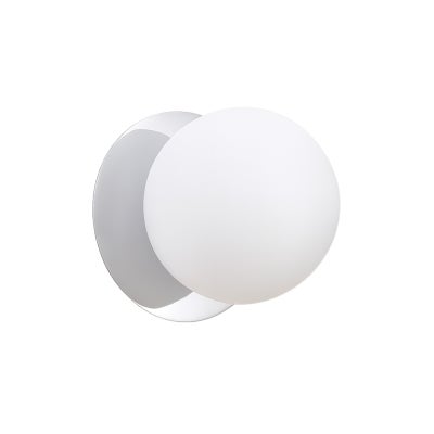 Odessa IP44 Dimmable LED Wall Light, Frosted Glass Shade, 3000K, Small, Opal / Chrome