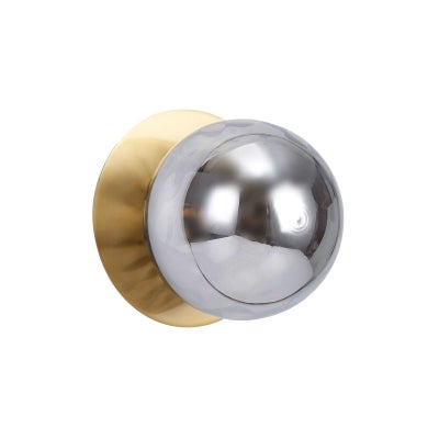 Odessa IP44 Dimmable LED Wall Light, Ripple Glass Shade, 3000K, Small, Smoky / Brass