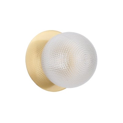 Odessa IP44 Dimmable LED Wall Light, Diamond Cut Glass Shade, 3000K, Small, Clear / Brass