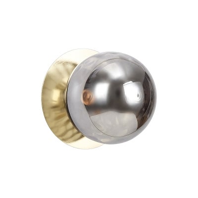 Odessa IP44 Dimmable LED Wall Light, Ripple Glass Shade, 3000K, Small, Smoky / Gold