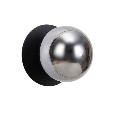 Odessa IP44 Dimmable LED Wall Light, Ripple Glass Shade, 3000K, Large, Smoky / Black