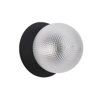 Odessa IP44 Dimmable LED Wall Light, Diamond Cut Glass Shade, 3000K, Large, Clear / Black