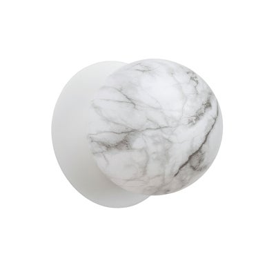Odessa IP44 Dimmable LED Wall Light, Marble Glass Shade, 3000K, Large, Marble / White