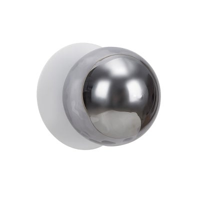 Odessa IP44 Dimmable LED Wall Light, Ripple Glass Shade, 3000K, Large, Smoky / White