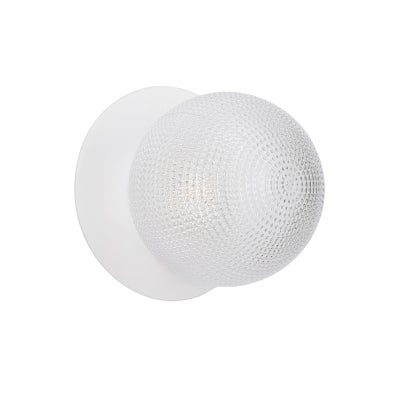 Odessa IP44 Dimmable LED Wall Light, Diamond Cut Glass Shade, 3000K, Large, Clear / White