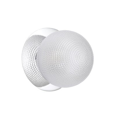 Odessa IP44 Dimmable LED Wall Light, Diamond Cut Glass Shade, 3000K, Large, Clear / Chrome