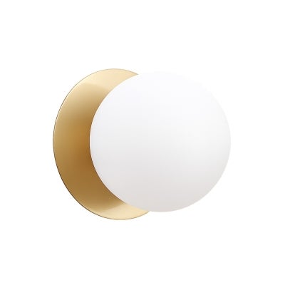 Odessa IP44 Dimmable LED Wall Light, Frosted Glass Shade, 3000K, Large, Opal / Brass