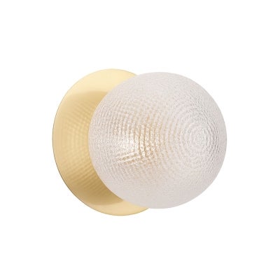 Odessa IP44 Dimmable LED Wall Light, Diamond Cut Glass Shade, 3000K, Large, Clear / Brass