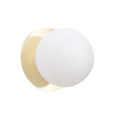 Odessa IP44 Dimmable LED Wall Light, Frosted Glass Shade, 3000K, Large, Opal / Gold