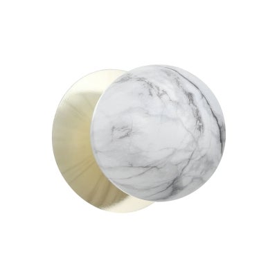 Odessa IP44 Dimmable LED Wall Light, Marble Glass Shade, 3000K, Large, Marble / Gold