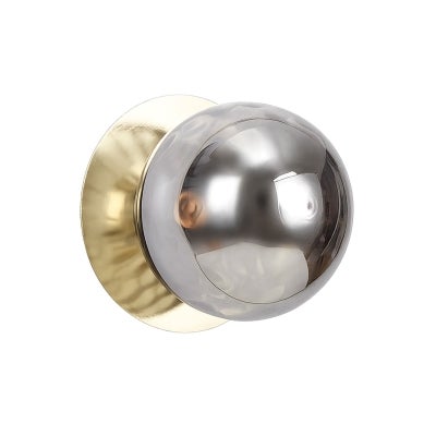 Odessa IP44 Dimmable LED Wall Light, Ripple Glass Shade, 3000K, Large, Smoky / Gold