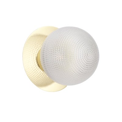 Odessa IP44 Dimmable LED Wall Light, Diamond Cut Glass Shade, 3000K, Large, Clear / Gold