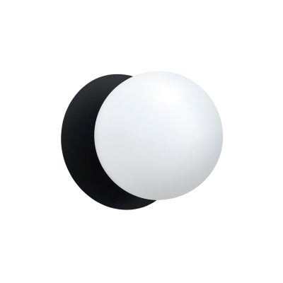 Odessa IP44 Dimmable LED Wall Light, Frosted Glass Shade, 4000K, Small, Opal / Black