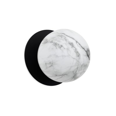Odessa IP44 Dimmable LED Wall Light, Marble Glass Shade, 4000K, Small, Marble / Black