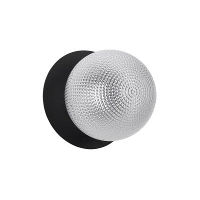 Odessa IP44 Dimmable LED Wall Light, Diamond Cut Glass Shade, 4000K, Small, Clear / Black