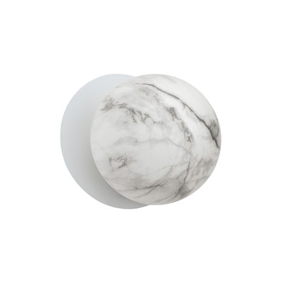 Odessa IP44 Dimmable LED Wall Light, Marble Glass Shade, 4000K, Small, Marble / White
