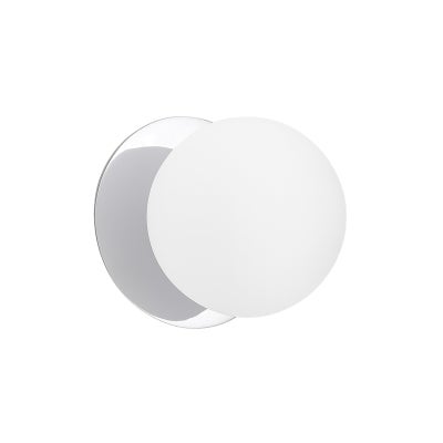 Odessa IP44 Dimmable LED Wall Light, Frosted Glass Shade, 4000K, Small, Opal / Chrome