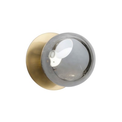 Odessa IP44 Dimmable LED Wall Light, Ripple Glass Shade, 4000K, Small, Smoky / Brass