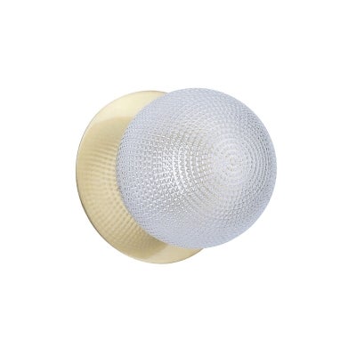 Odessa IP44 Dimmable LED Wall Light, Diamond Cut Glass Shade, 4000K, Small, Clear / Brass