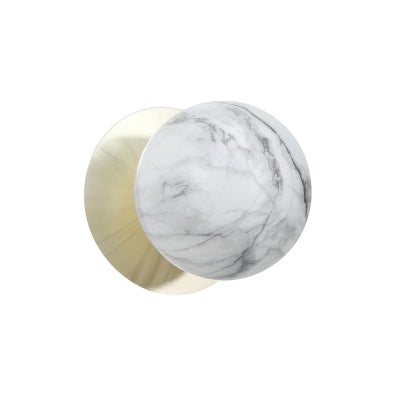 Odessa IP44 Dimmable LED Wall Light, Marble Glass Shade, 4000K, Small, Marble / Gold