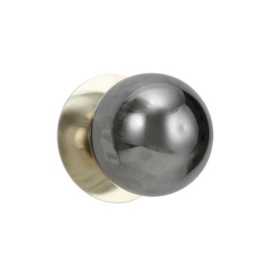 Odessa IP44 Dimmable LED Wall Light, Ripple Glass Shade, 4000K, Small, Smoky / Gold