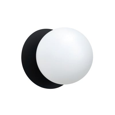 Odessa IP44 Dimmable LED Wall Light, Frosted Glass Shade, 4000K, Large, Opal / Black