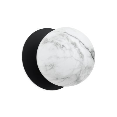 Odessa IP44 Dimmable LED Wall Light, Marble Glass Shade, 4000K, Large, Marble / Black