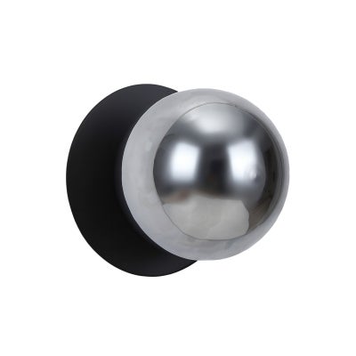 Odessa IP44 Dimmable LED Wall Light, Ripple Glass Shade, 4000K, Large, Smoky / Black