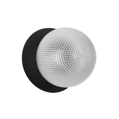 Odessa IP44 Dimmable LED Wall Light, Diamond Cut Glass Shade, 4000K, Large, Clear / Black