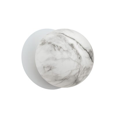 Odessa IP44 Dimmable LED Wall Light, Marble Glass Shade, 4000K, Large, Marble / White